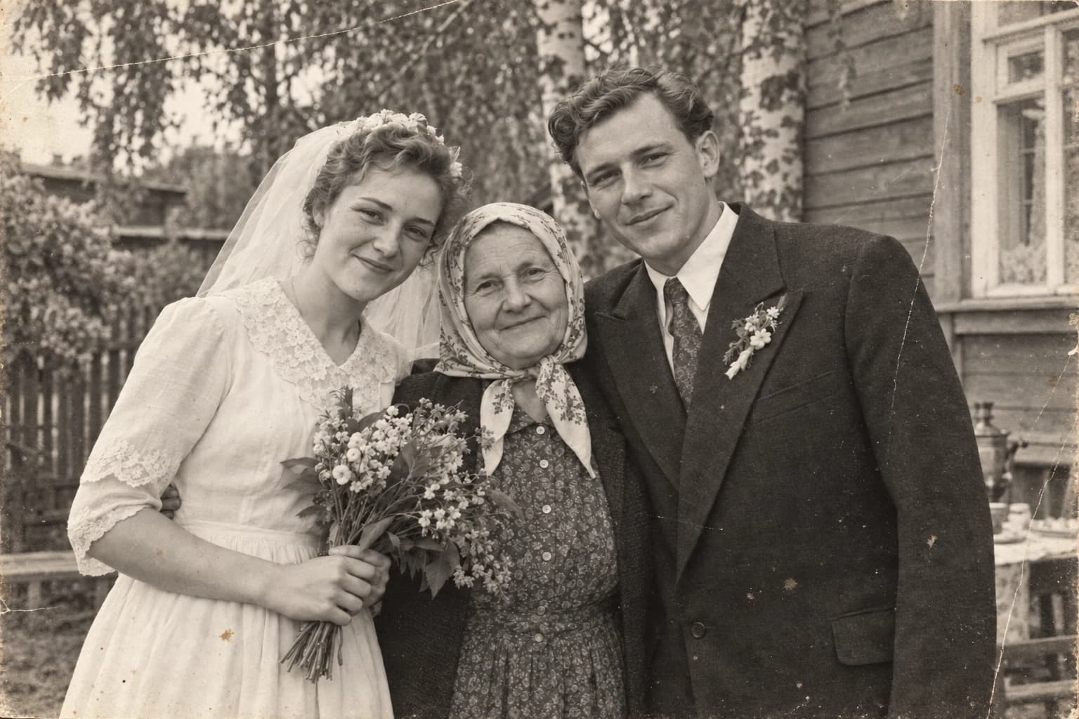 חתונה משפחתית ברוסיה של שנות החמישים, לפני ואחרי שחזור